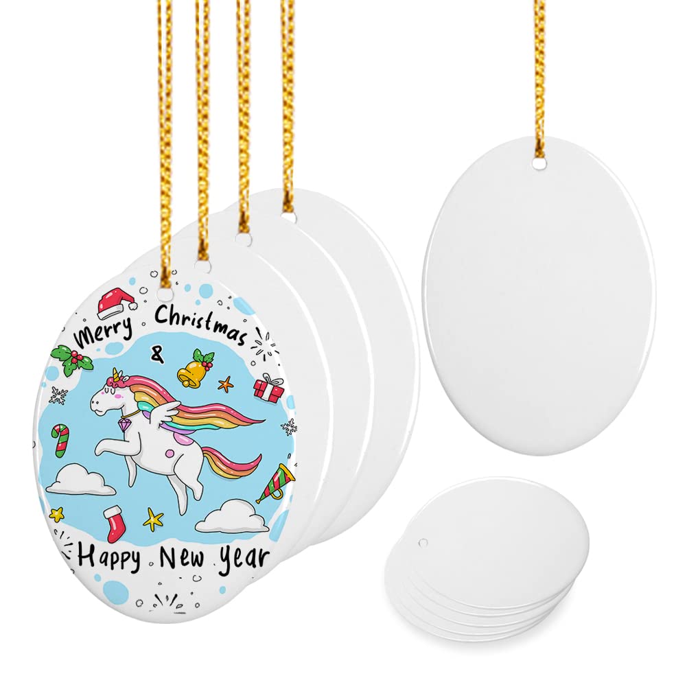 imprintfavor 12pcs Sublimation Ornaments Ceramic 3 inch Oval Christmas Ornament Bulk Hanging Sublimation Ornaments Blanks for Crafting and Personalization (Oval) imprintfavor