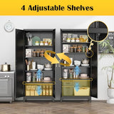 SteeLoong Kitchen Pantry Cabinet,75 Inch Black Metal Storage Cabinet with Door and Adjustable, Tall Pantry Cabinets for Kitchen Storage,Cupboard for Living Room,Dining Room and Bathroom SteeLoong