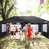 COBIZI Canopy 10x20 Pop Up Canopy Tent with 6 Sidewalls Party Tents for Parties Weddings Backyard Waterproof Outdoor Commercial Event Tent with Stakes, Ropes, Black COBIZI