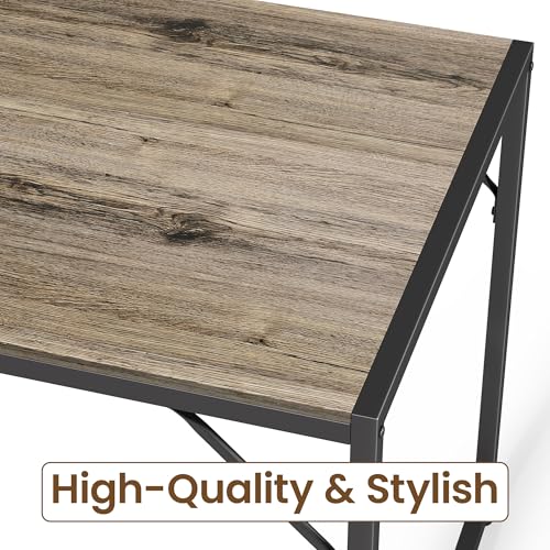 Bealife Dining Table Set for 4 with Metal Frame and MDF Board, Space Saving Kitchen Table with 2 Benches, Kitchen Table Set for Apartment, Dining Room, Breakfast Nook, Grey Bealife