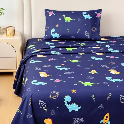 MICORAL Kids Twin Sheet Set Dinosaur, 3 Pieces Sheets for Boys & Girls, Soft Printed Microfiber Bed Sheets, Deep Pocket Cozy Toddler Bedding Set MICORAL