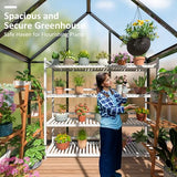 VIWAT 4x6 FT Greenhouse for Outdoors, Polycarbonate Greenhouse with Quick Setup Structure and Roof Vent, Aluminum Large Walk-in Greenhouse for Outside Garden Backyard, Black VIWAT