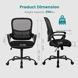 DUMOS Home Office Chair, Mid Back Computer Ergonomic Mesh Desk with Large Seat, Executive Height Adjustable Swivel Task with Lumbar Support and Armrest, for Adults, Black DUMOS