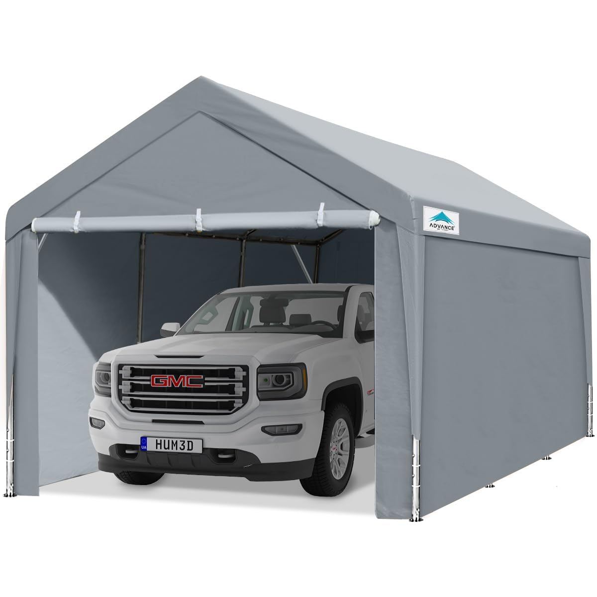 ADVANCE OUTDOOR Upgraded 10x20 ft Heavy Duty Steel Carport, Adjustable Height from 9.5 to 11 ft, Car Canopy Garage Party Tent Storage Shed Boat Shelter Portable with Sidewalls and Doors,Gray ADVANCE OUTDOOR