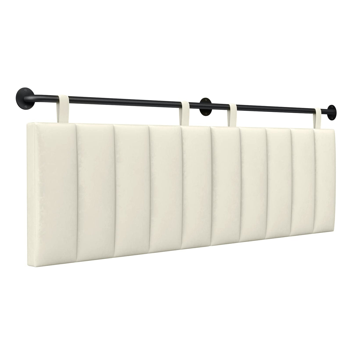 Adjustable Wall-Mounted Velvet Headboard for King Size Bed - Elegant Beige Design BSHOMGI