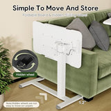 Gibbon Mounts Rolling Laptop Desk, 180° Tiltable Mobile Standing Desk Height Adjustable, Overbed Bedside Table, 32inch Portable Computer Desk with Lockable Wheels, Foldable Cart for Home Office, White Gibbon Mounts