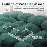 UNIKOME Pinch Pleat Goose Feather Down Comforter - 20% Extra Fill, 90oz, All Season Duvet Insert with 100% Cotton Cover, Cloud-Like Fluffiness (Green, Queen/Full, 90"X90") UNIKOME