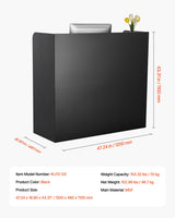 VEVOR Reception Desk, 47 Inch Rectangular Front Counter Table, Office Reception Counter with Lockable Drawer and Storage Cabinet, for Checkout, Lobby, Beauty Salon and Office, Black VEVOR