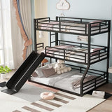 Bellemave Triple bunk beds with Slide Twin Over Twin Over Full Triple Bed Frame 3 Bunk Beds for Kids Teens Boys Girls with Ladder/Full-Length Guardrails, Black Bellemave