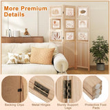 Giantex 3 Panel Room Divider with 9 Rotating Picture Frames, 67'' Folding Privacy Screen for Photo Display, Freestanding Wood Wall Partition for Room Separation, Bedroom, Office, Natural Giantex