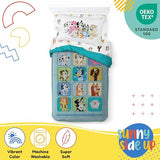 Sunny Side Up Bluey & Friends Twin Comforter Set - 5 Piece Kids Bedding Includes Comforter, Sheets & Pillow Cover - Super Soft Microfiber Bed Set Sunny Side Up