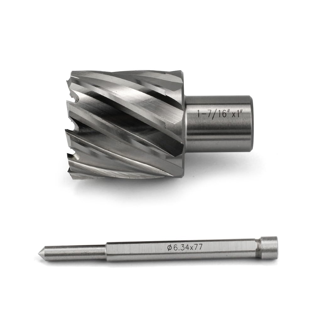 Annular Cutter JESTUOUS 1-7/16 Inch Cutting Diameter 3/4 Weldon Shank 1 Cutting Depth with Pilot Pin Slugger Bits HSS Kit for Magnetic Drill Press,1 Piece - WoodArtSupply