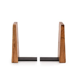 NIRMAN Office Bookends Iron & Acacia Wood Tree of Life Office Bookends for Shelves or Bookcase Heavy Bookends, Home Décor Gift (4" X 4" X 6"), (Set of 2) NIRMAN