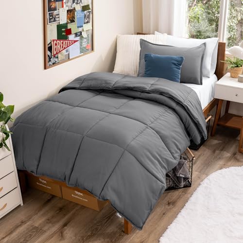 Bare Home Comforter Set - Twin Extra Long Size - Ultra-Soft - Goose Down Alternative - Premium 1800 Series - All Season Warmth (Twin/Twin XL, Grey) Bare Home