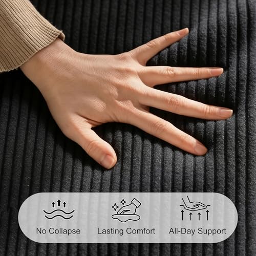 HIBXRPB 55" Futon Sofa Bed, 4‑in‑1 Convertible Boneless Couch Bed, Sofa Cama para Sala & Floor Lounger, Couch in A Box with Cup Holders, Foldable Chair Bed for Small Spaces, Black Corduroy HIBXRPB