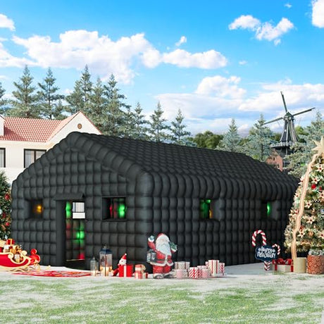 EROMMY 30x20x13 FT Large Black Inflatable Nightclub, Blow Up Party Tent Portable with 1100W Blower, Disco Night Club Tent for Adult Birthday Party Business Rental EROMMY