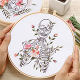Yangshine 2 Sets Human Anatomy Embroidery Kit for Beginners,Flower with Skull Patterns Cross Stitch Kits,Including Embroidery Hoops, Fabric,Color Threads,Needles,Instructions and Tool Kit