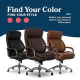 La-Z-Boy Nova Executive Office Chair, Patented AIR Ergonomic Support Technology, High-Back Premium Comfort & Support, Dark Brown Vegan PU Leather La-Z-Boy