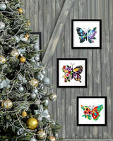 FREFTA 3 Pack Butterfly Embroidery kit for Beginners to Advanced, Floral Hand Embroidery & Cross Stitch mini Tool Kit with Stamped Patterns, Hoop, Threads & Needles, DIY Starter Kit with Instructions