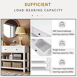 Mid-Century Console Table Modern Solid Wood Frame Sofa Table with 2 Tier Open Shelves and 3 Top Storage Drawers Entryway Table for Living Room Hallway Foyer, Easy Assembly Knocbel