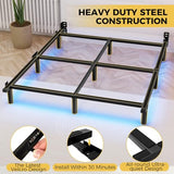 Awesofurni Full Size Bed Frame with Smart LED Lights, 7 Inch Basics Metal Bed Frame, Heavy Duty 9-Leg Base for Box Spring and Mattress, Noise-Free, Easy Assembly, Black Awesofurni