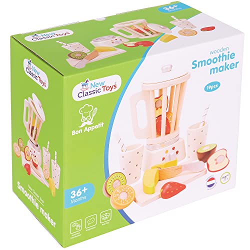 New Classic Toys Wooden Smoothie Set - Pretend Play Toy for Kids Cooking Simulation Educational Toys and Color Perception Toy for Preschool Age Toddlers Boys Girls New Classic Toys