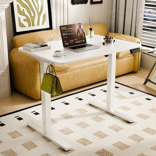 ERGOMAKER 35" Electric Standing Desk, Adjustable Height, Sit Stand Up Desk for Home Office & Computer Workstations, Memory Controller, White ERGOMAKER