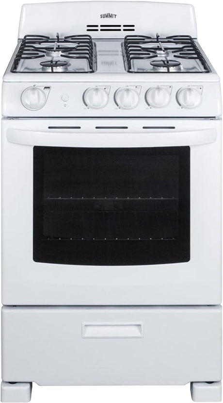 Summit 24" Gas Range, 2.9 cu. ft. Oven, 4 Burners, White- RG244WS Summit Appliance