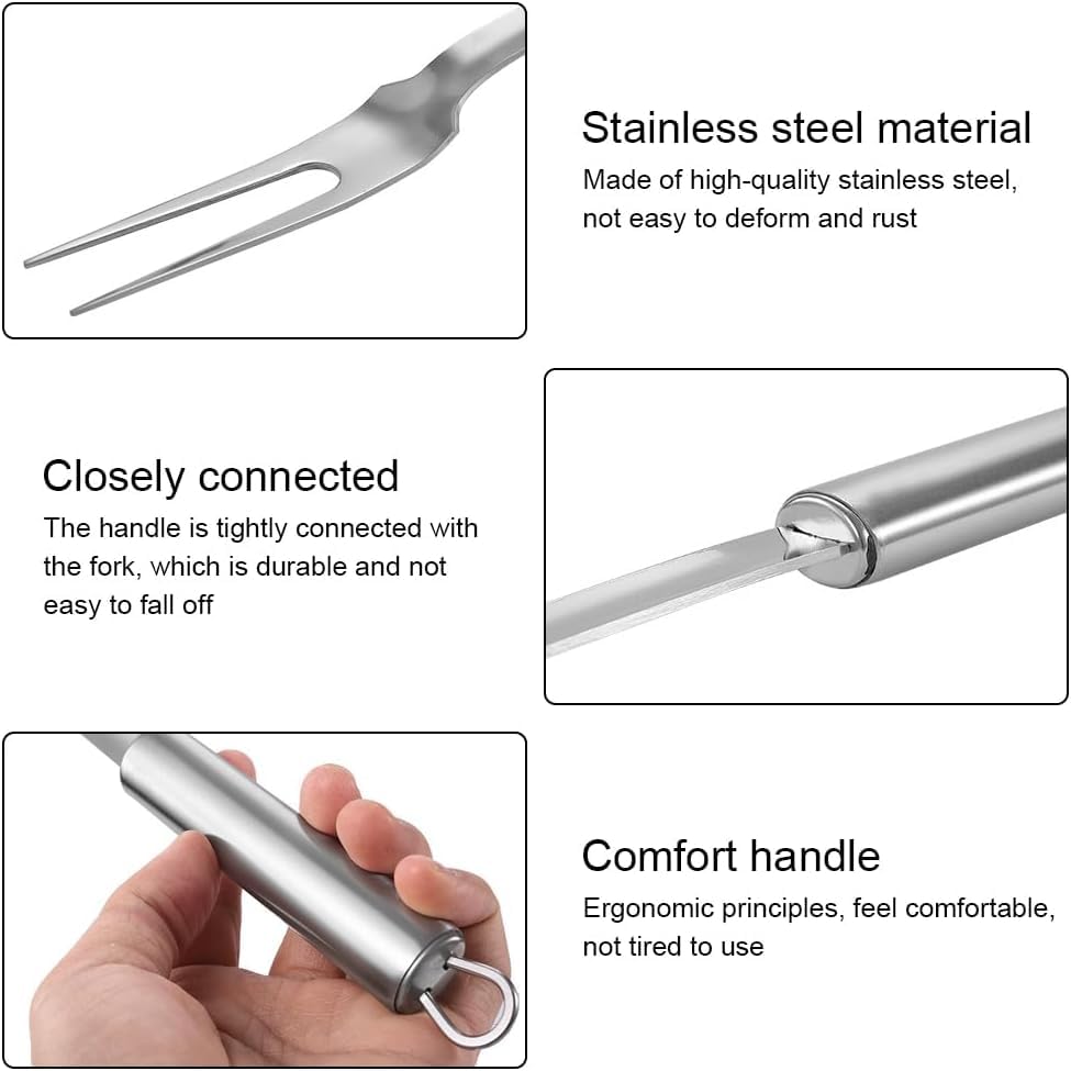 Begatter Meat Forks, Two Prong Large Forks for Cooking Kitchen Carving Serving BBQ Grilling, Stainless Steel, 13.3 Inch Long, 2 PCS Begatter