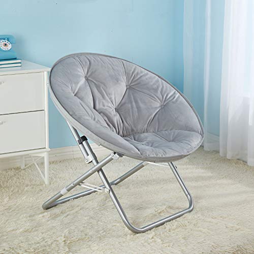 Urban Lifestyle Micromink Foldable Saucer Chair, Grey Urban Lifestyle