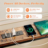 SUPERJARE 102 Inch Sofa Table with 2 Power Outlets and USB-C Ports, 5.9 Inch Narrow Console Table with Storage, Extra-Long, for Entryway Hallway Couch Behind Sofa, Small Spaces, Rustic Brown SUPERJARE