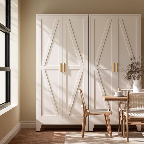 QPRVPTOW 61" H Metal Pantry Cabinet,White Storage Cabinet with Doors,Freestanding Kitchen Pantry Cabinet,Farmhouse Food Storage Cabinets,Tall and Large Pantry Cabinets for Dining Room, Living Room QPRVPTOW