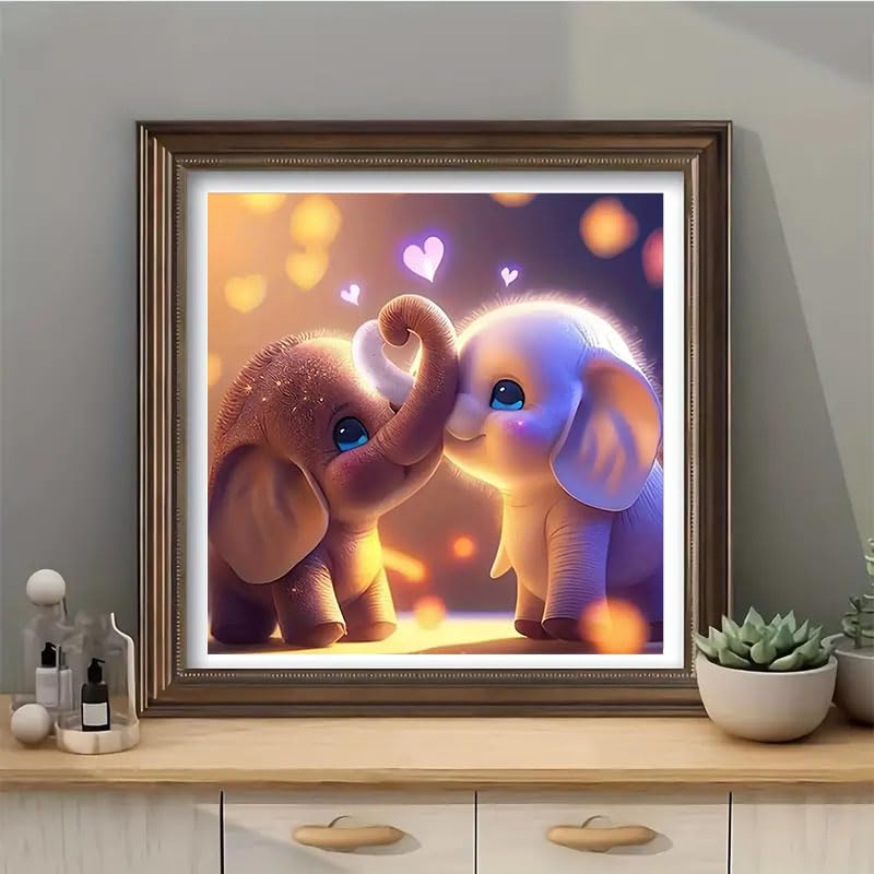 CXYQLC DIY 5D Diamond Painting Kits for Adults Diamond Art Elephant Love Diamond Painting Full Drill Crystal Rhinestone Embroidery Craft Kits for Home Wall Decor Gifts 11.8x11.8inch CXYQLC