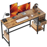 CubiCubi Computer Desk with 2 Drawers, 47 Inch Small Home Office Desk with Storage Study Writing Table, Rustic Brown CubiCubi