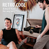 Victrola Empire Mid-Century 6-in-1 Turntable with 3 Speed Record Player, Bluetooth Connectivity, Radio, Cassette and CD Player (Farmhouse Walnut) Victrola