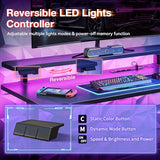 MOTPK Small Gaming Desk with LED Lights & Power Outlets, 31 Inch Computer Desk Gaming Table with Monitor Shelf, Gamer Desk with Carbon Fiber Texture, Kids Boys Desk Gift for Men MOTPK