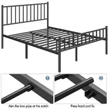 Yaheetech 14 Inch Queen Size Bed Frame Metal Platform Bed with Spindle Headboard Footboard/Mattress Foundation/No Box Spring Needed/Underbed Storage Space/Steel Slat Support/Easy Set up, Black Yaheetech