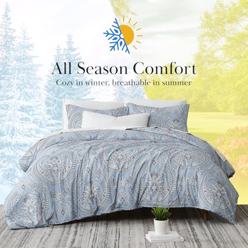 Southshore Fine Living, Inc. Oversized Full/Queen Size Comforter Bedding Set, Boho Paisley Bedding, Full Size/Queen Bed Comforter Set with 2 Matching Shams, Pure Melody Aqua Southshore Fine Living, Inc.