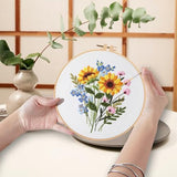Ohcol 3 Sets Embroidery Kit for Beginners Cross Stitch Kits Needlepoint Kits Crafts for Adults with 3 Embroidery Hoops Easy-to-Follow Operating Instructions,Needle Point Kits with Flowers Patterns