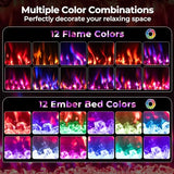 Tangkula 36 inches Smart Electric Fireplace,Recessed & Wall-Mounted 1500W Fire Place with 12 Flame & Ember Bed Colors, 12H Timer, Remote & APP Control, Alexa & Google Assistant Compatible Tangkula