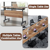 Folding Conference Room Tables with Wheels,Mobile Conference Table with Wooden Tabletop,Modular Training Tables Space Saving,Large Rolling Table for Office Classroom Meeting Room (4, Walnut, 55.1in) SOIUDNEB