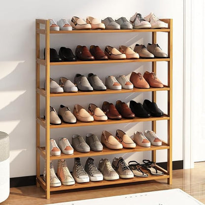 6 Tiers Natural Bamboo Shoe Rack (26.77 x 9.84 x 35.43)"(L x W x H)