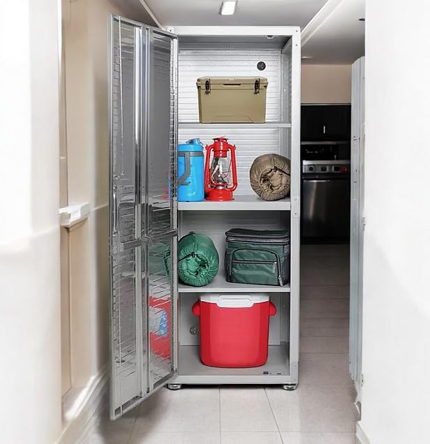 Heavy Duty Metal Storage Cabinet, Tall Garage Locker with Lock (24" W x 18" D x 66" H) Generic
