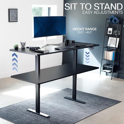 VIVO Electric 71 x 30 inch Standing Desk, Dual Motor Memory Controller Height Adjustment, E2B Series, Solid One-Piece Black Top Black Frame, DESK-KIT-E2B71B VIVO