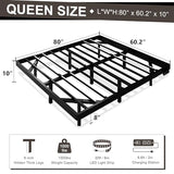 Feonase Queen Floating Bed Frame with Charging Station and Led Lights, Metal Bed Frame with Heavy Duty Steel Slats Supports, No Box Spring Needed, Easy Assembly, Noise Free, Black Feonase