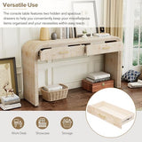 VilroCaz Unique Retro Curved Console Table with 2 Top Drawers, Versatile 59'' Long Accent Entryway Table Sofa Table for Entrance, Dinning Room, Living Room (Natural-C5) VilroCaz