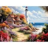 Bits and Pieces - 300 Piece Jigsaw Puzzle for Adults - 18" x 24" - Sandy Road Lighthouse - 300 pc Large Piece Beach Ocean Jigsaw by Stewart Bits and Pieces
