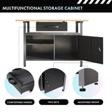 Wood Top Workbench Set System, Included Pegboard Wall Cabinets Wood Table Top, for Garage Basement JZD