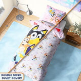 Get Trend Bluey Single Duvet Cover Set with Pillowcase for Boys, Girls, 53"x79", Soft Cotton Kids Bedding, Gifts for Kids (Multi Bluey) Get Trend