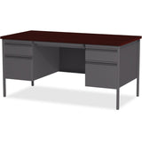 Lorell Double Pedestal Desk, 60 by 30 by 29-1/2-Inch, Mahogany Lorell